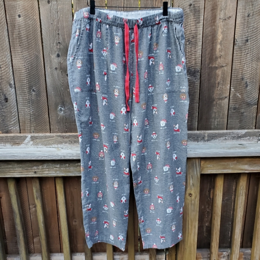 Joyspun Flannel Pajama Pants XL Cute Winter Dogs